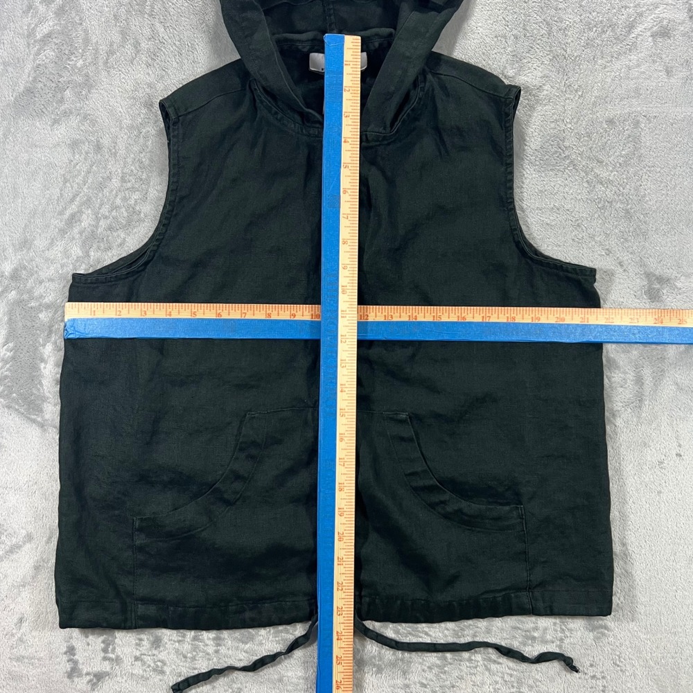 Bice by Sagharbor Linen Hooded Top Womens Large Black Sleeveless Vest Casual Fit - Picture 7 of 11
